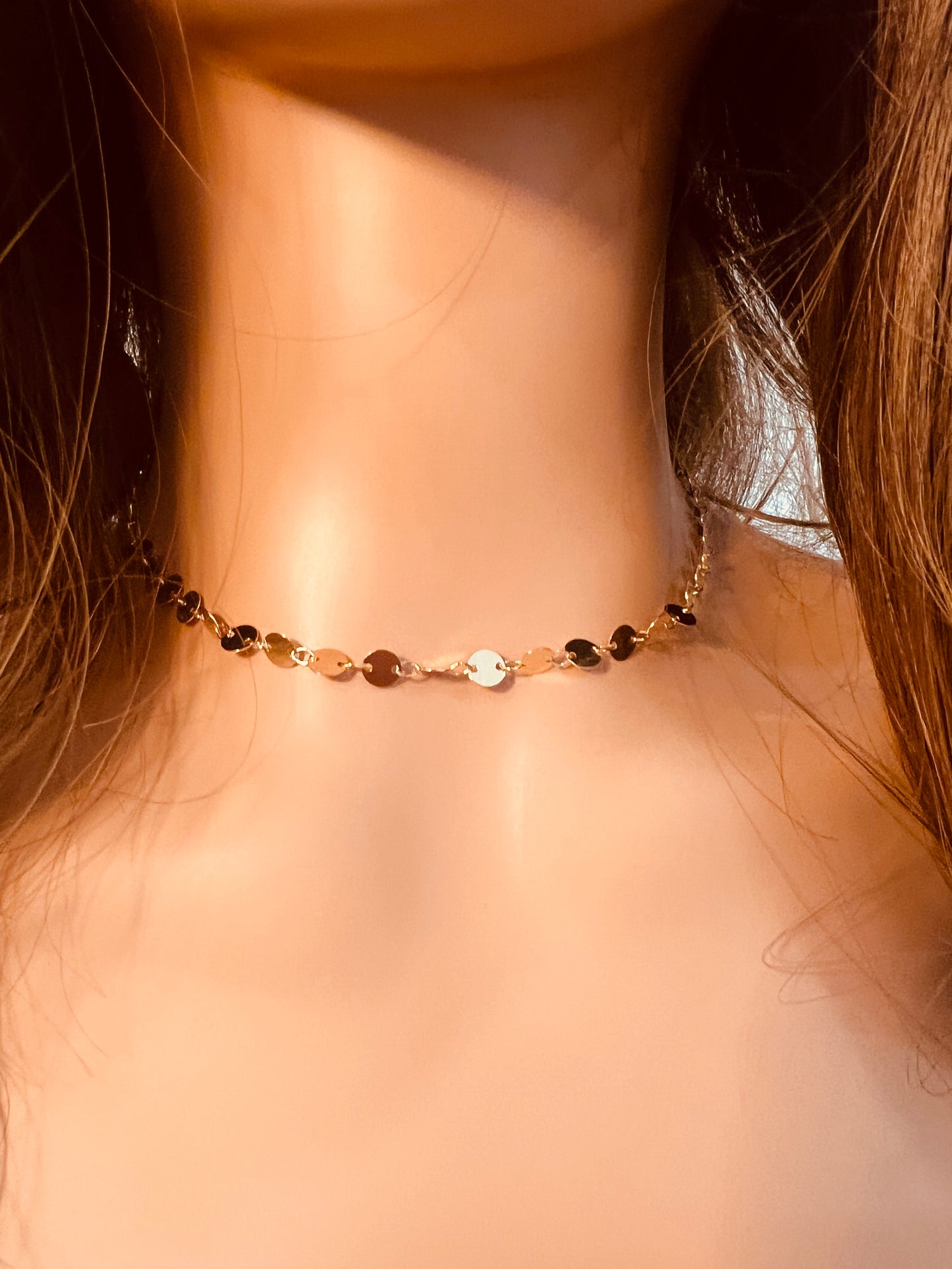 Gold Filled Disc Choker Necklace