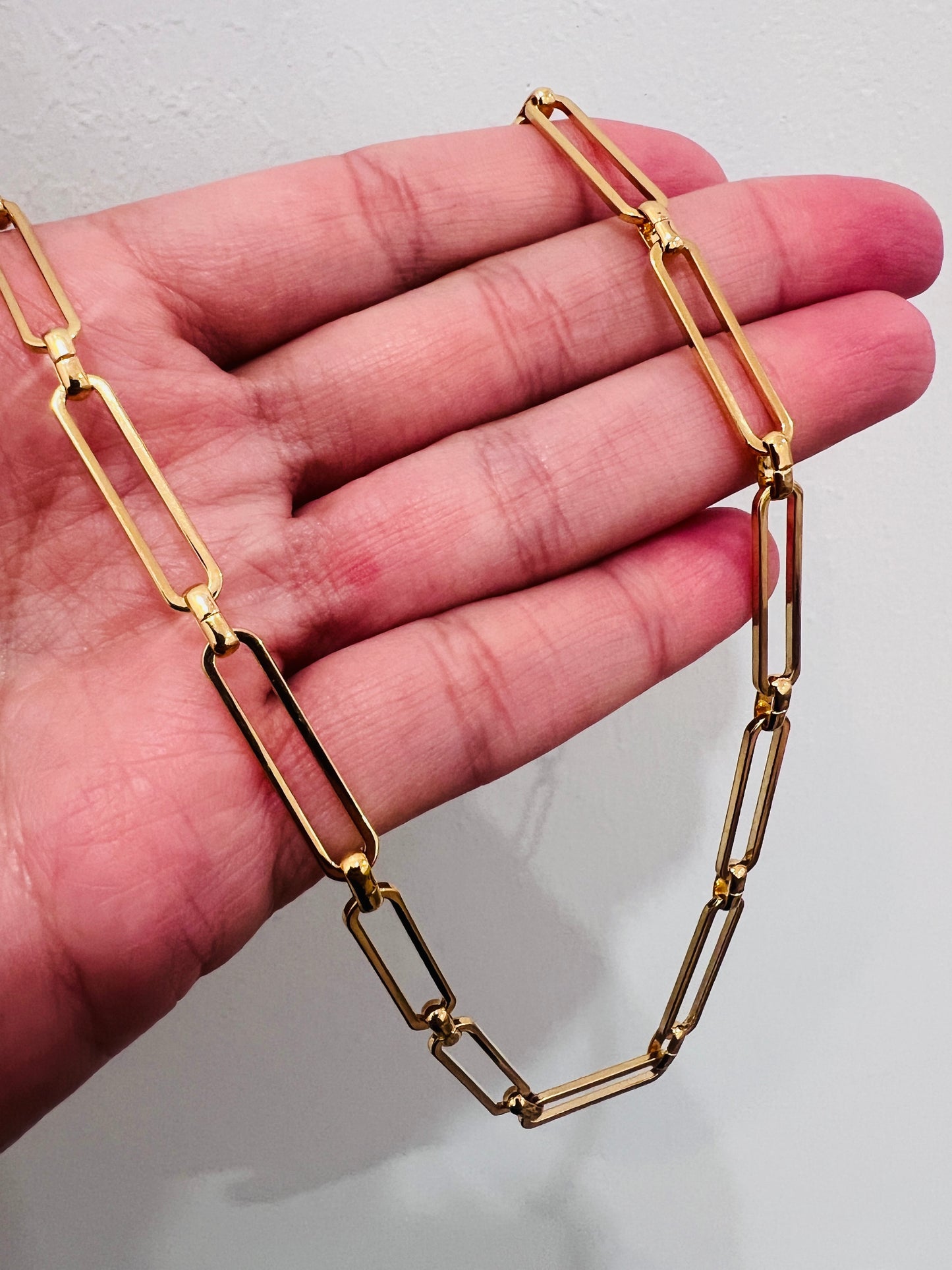 Gold Filled 4mm Rectangle Paperclip Necklace