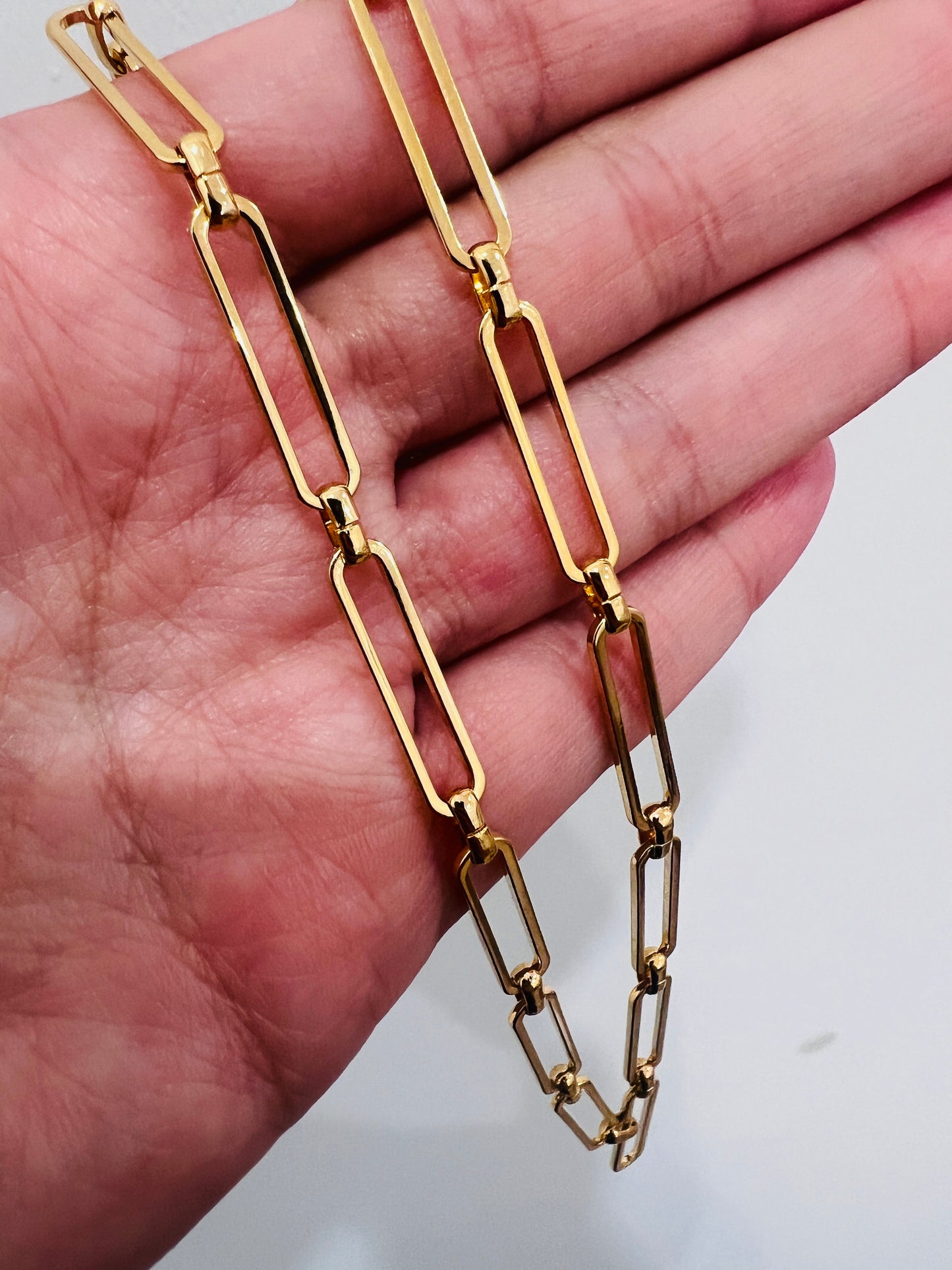 Gold Filled 4mm Rectangle Paperclip Necklace