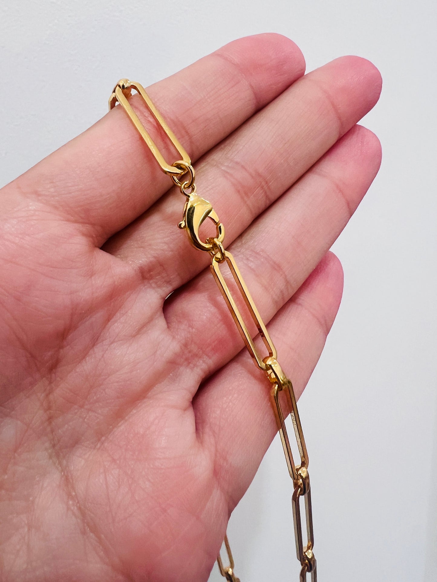 Gold Filled 4mm Rectangle Paperclip Necklace