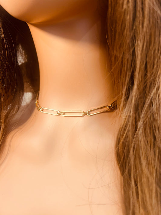 Gold Filled 4mm Rectangle Paperclip Necklace