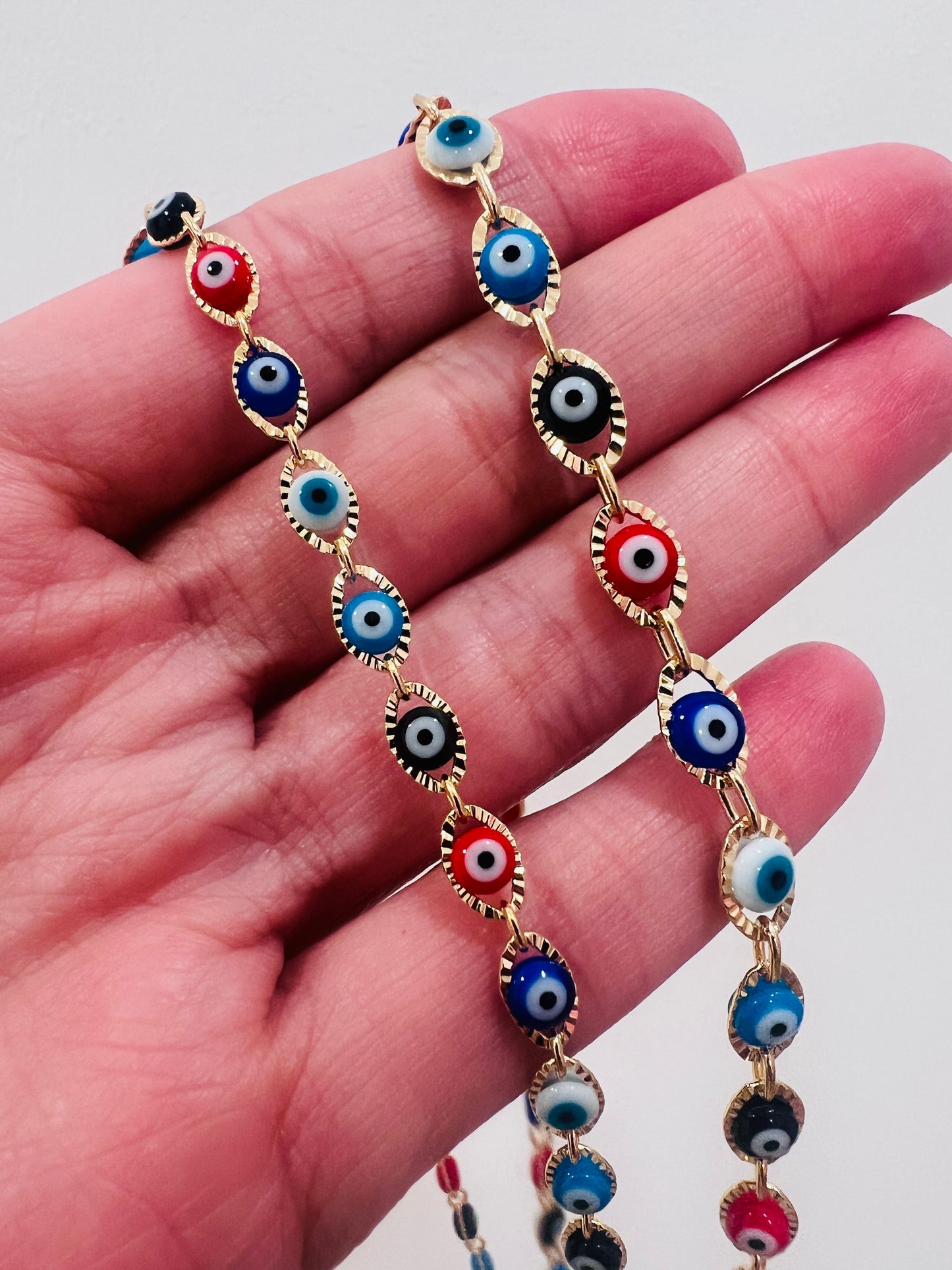 Gold Filled 4mm Multicolor Evil Eye Necklace