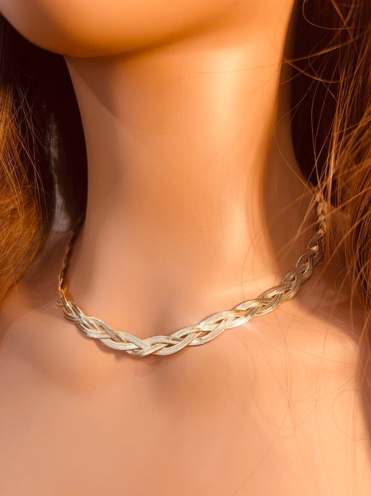 Gold Filled 7mm Woven Herringbone Necklace