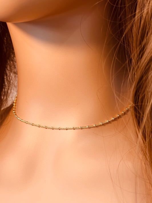 Gold Filled 1mm Curb Ball Necklace