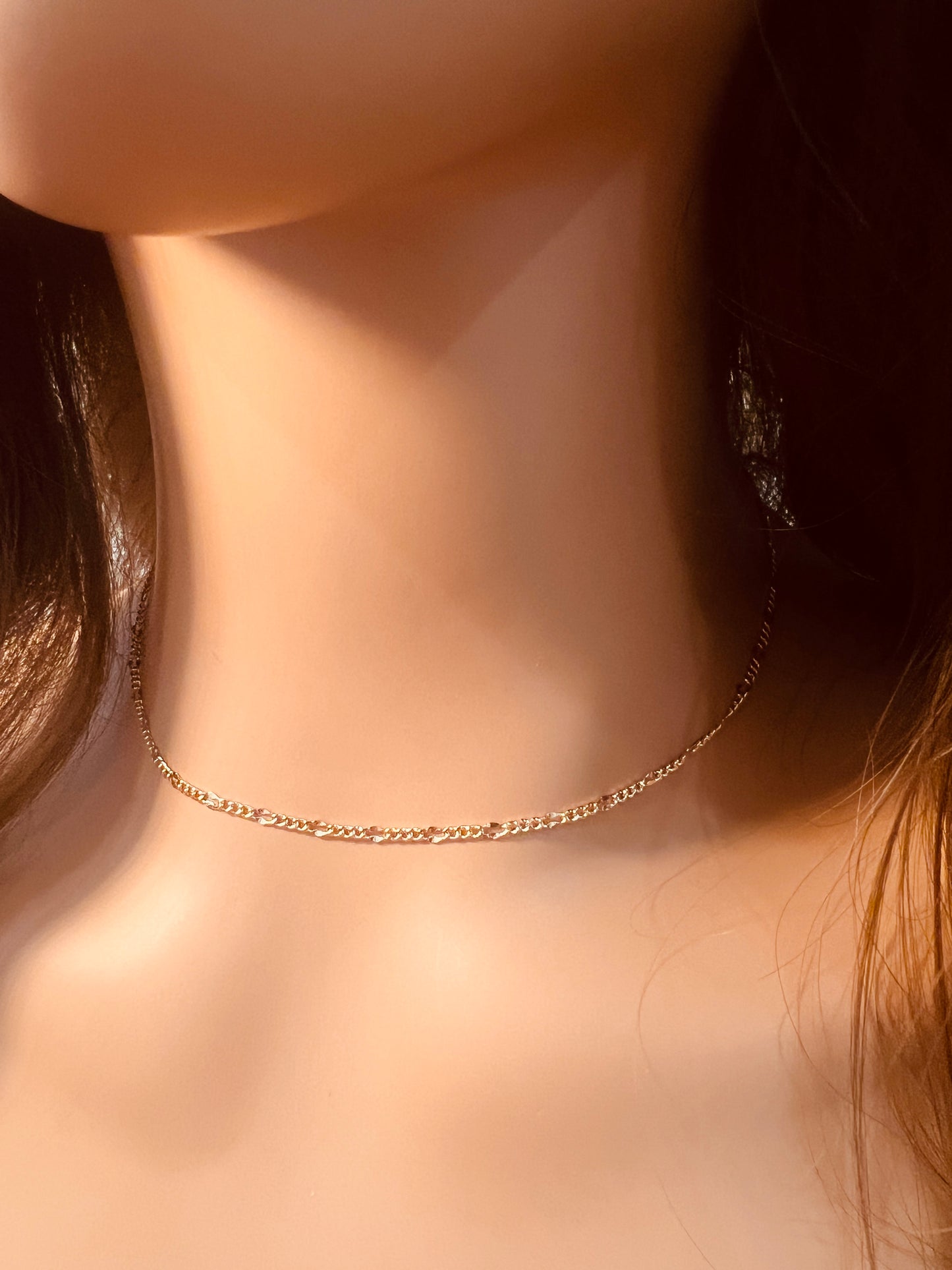 Gold Filled 1mm Dapped Curb Necklace