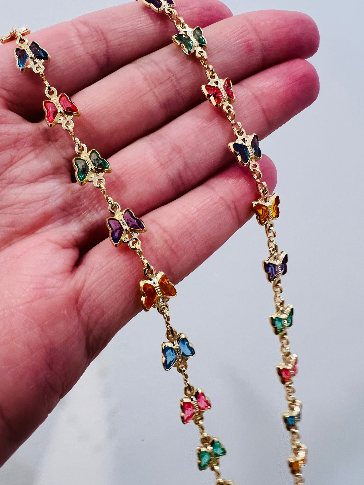 Gold Filled Butterfly Gemstone Necklace