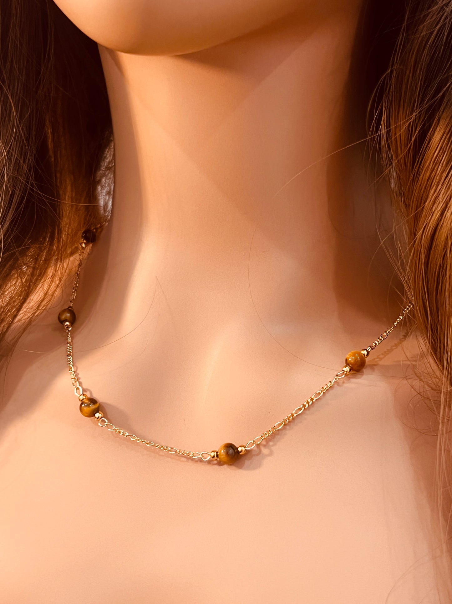 Gold Filled Tiger Eye Figaro Necklace