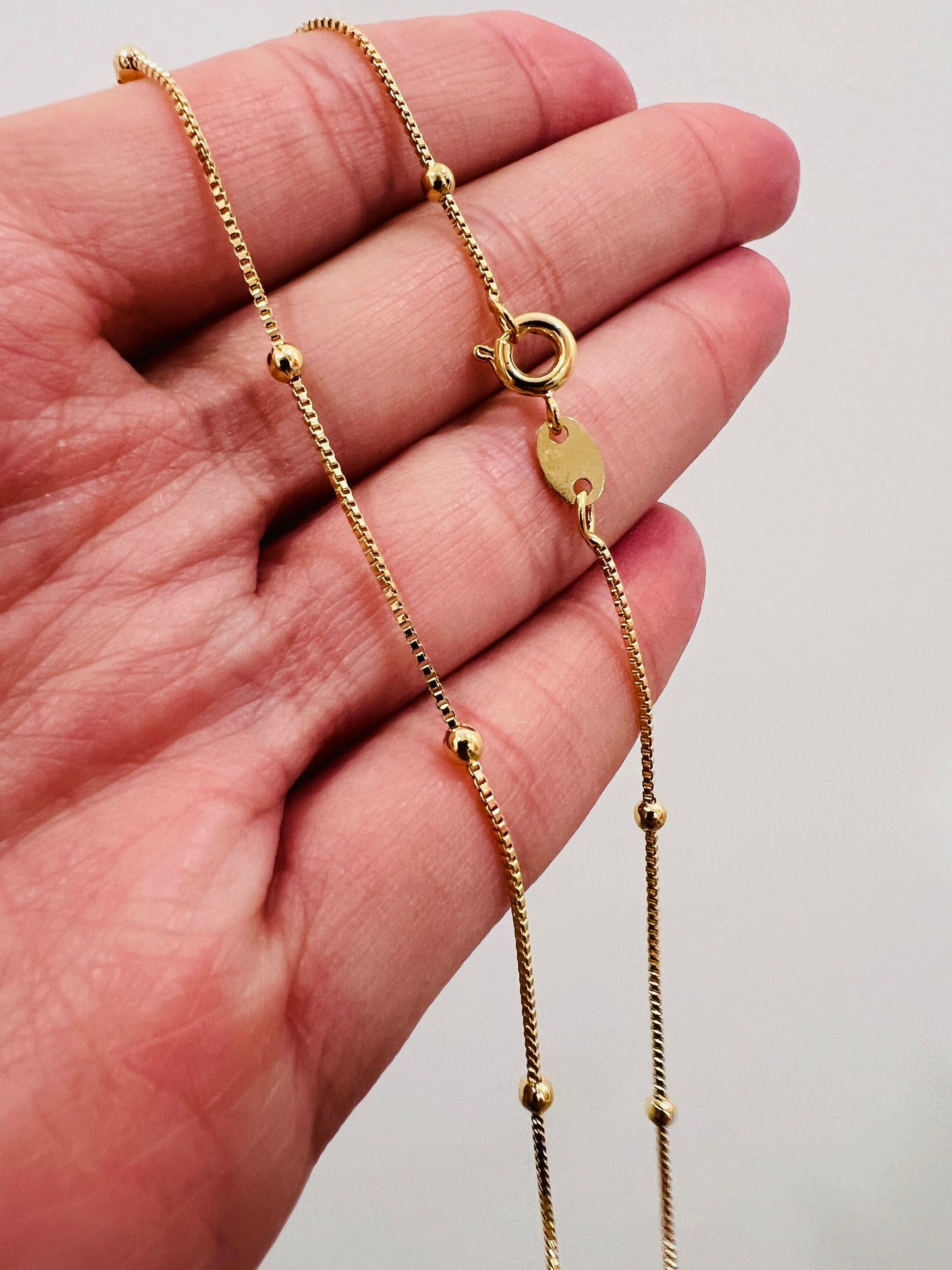 Gold Filled 0.5mm Box & Ball Necklace