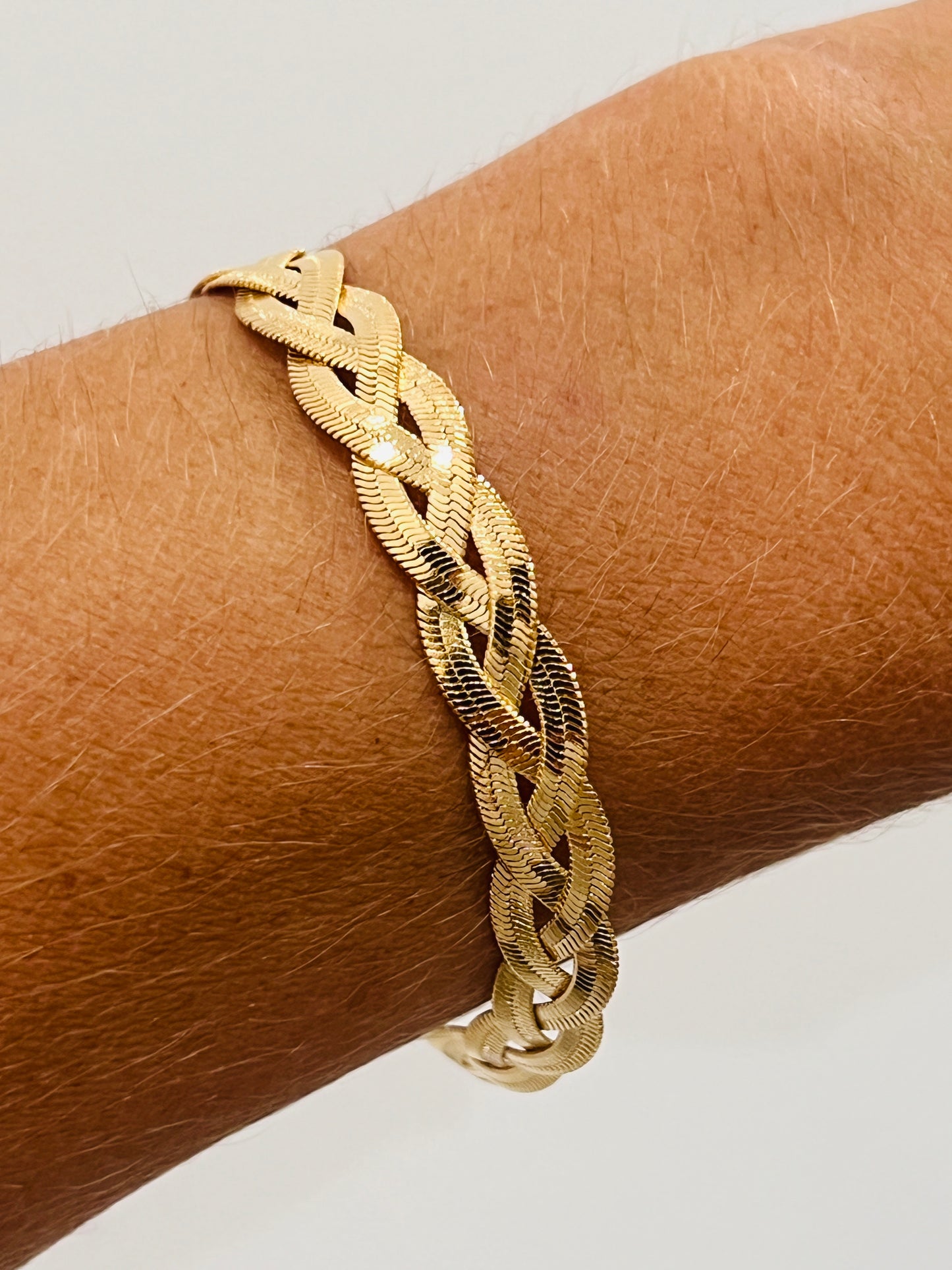 Gold Filled 8mm Braided Herringbone Bracelet