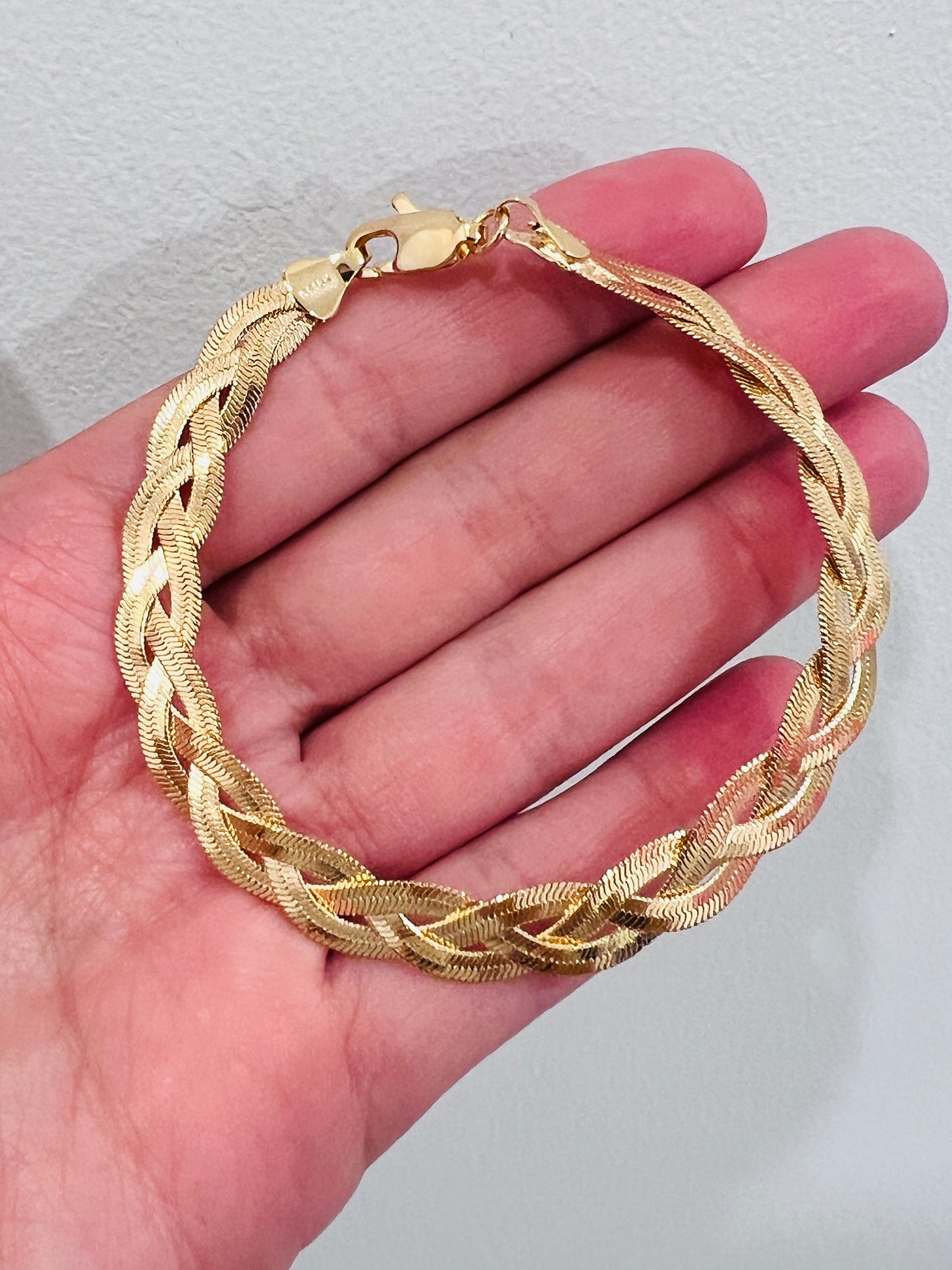 Gold Filled 8mm Braided Herringbone Bracelet