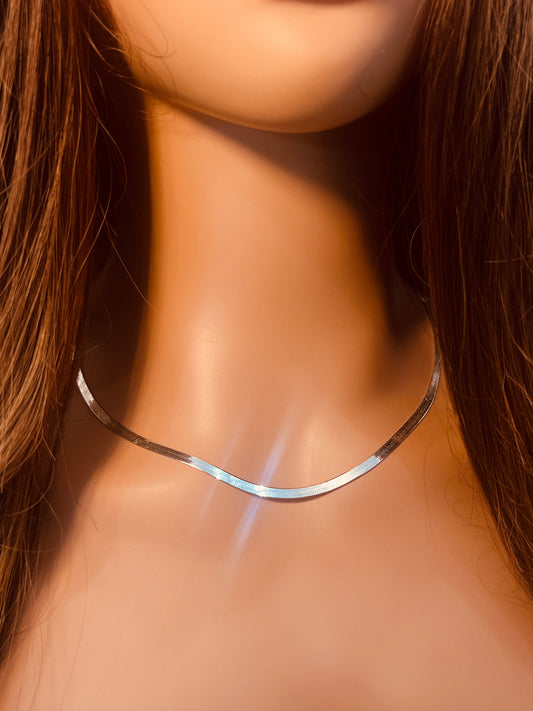 Sterling Silver 3mm Herringbone Necklace