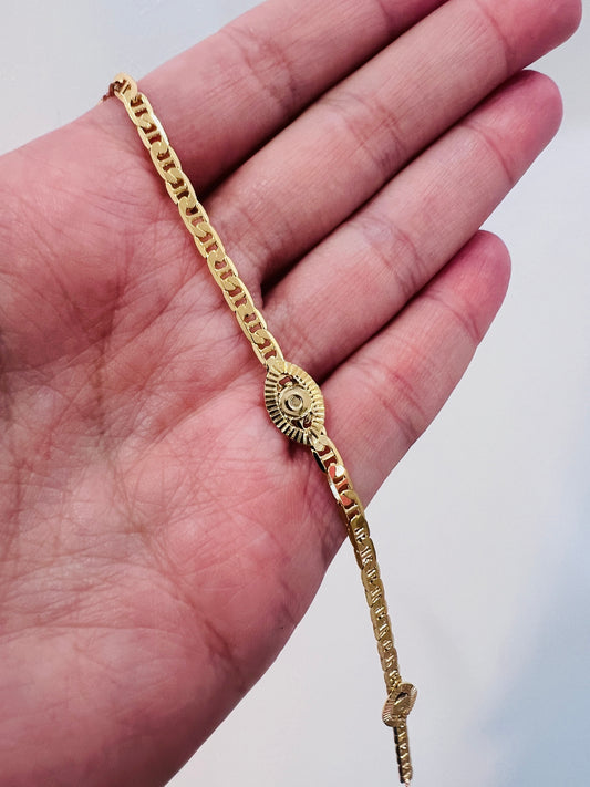 Gold Filled Mariner Evil Eye Anklet