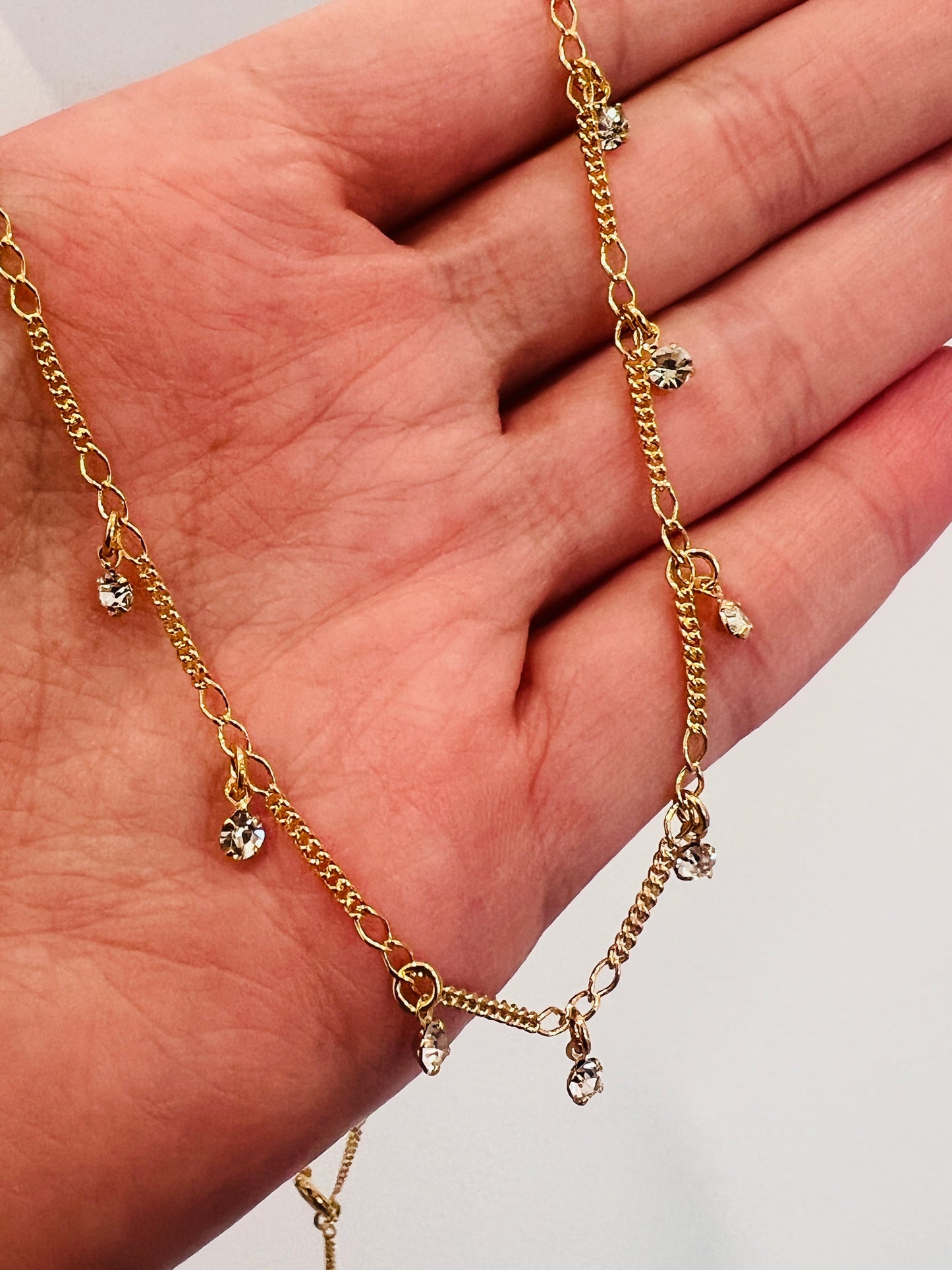 Gold Filled Dangling CZ Necklace