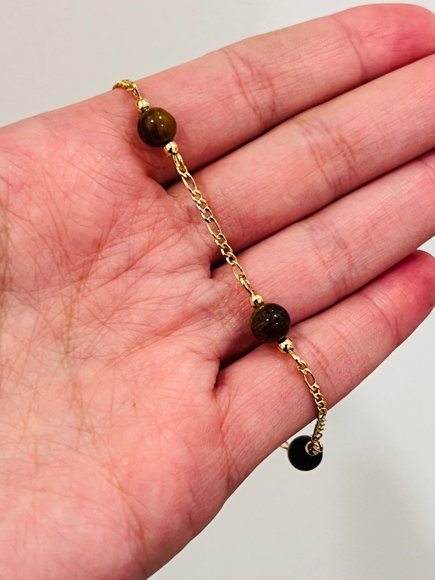 Gold Filled Tiger Eye Figaro Bracelet