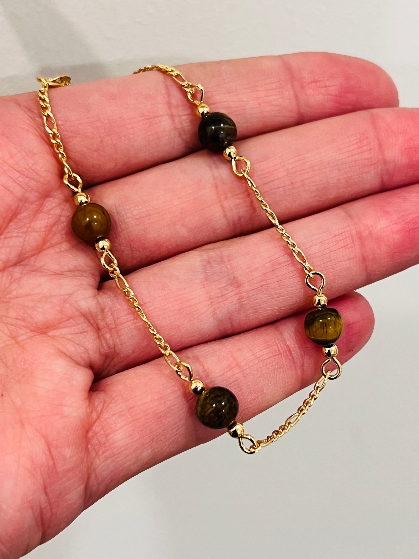 Gold Filled Tiger Eye Figaro Bracelet