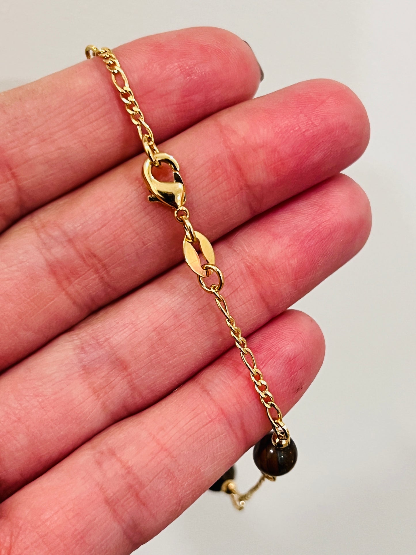 Gold Filled Tiger Eye Figaro Bracelet