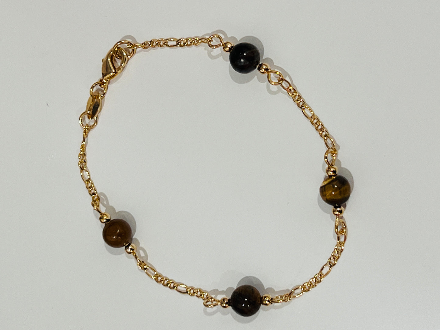 Gold Filled Tiger Eye Figaro Bracelet