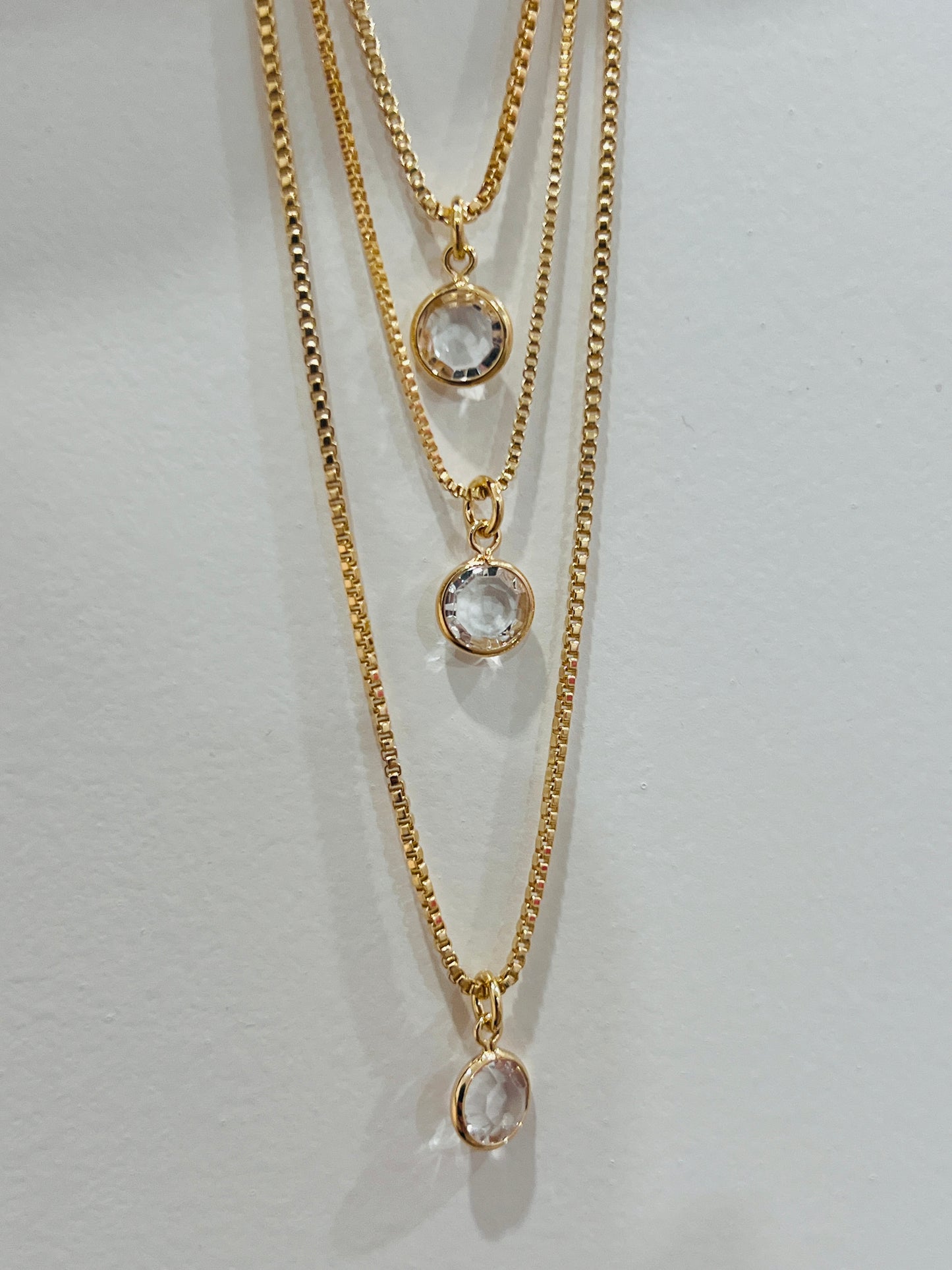 Gold Filled Triple Layered CZ Necklace