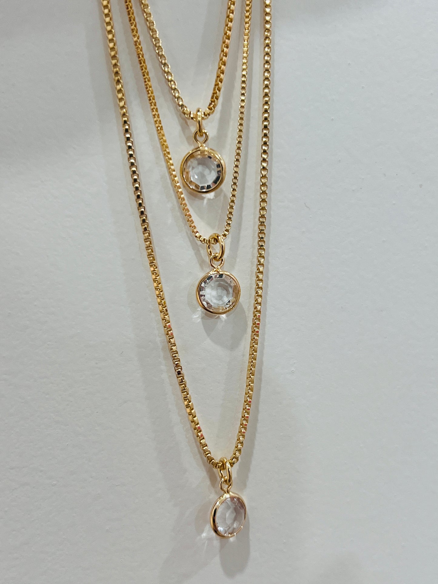 Gold Filled Triple Layered CZ Necklace