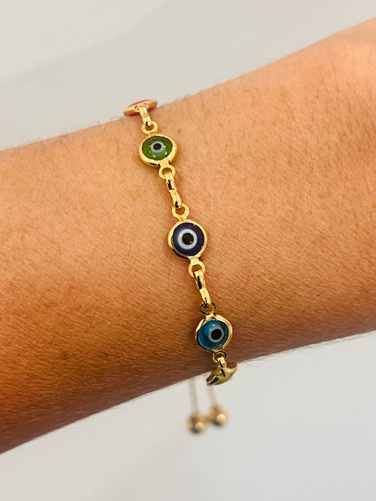 Gold Filled Evil Eye Adjustable Bracelet