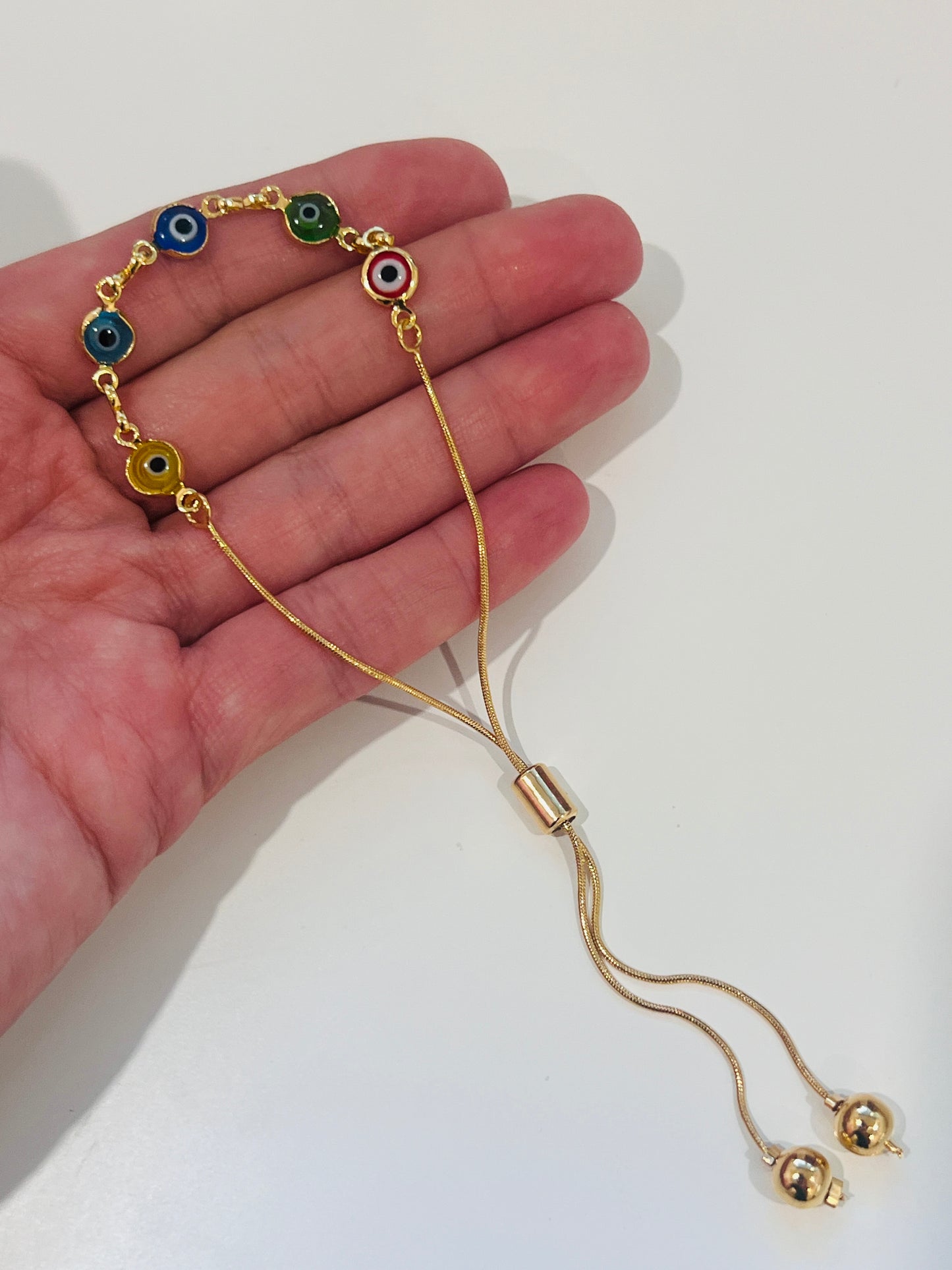 Gold Filled Evil Eye Adjustable Bracelet