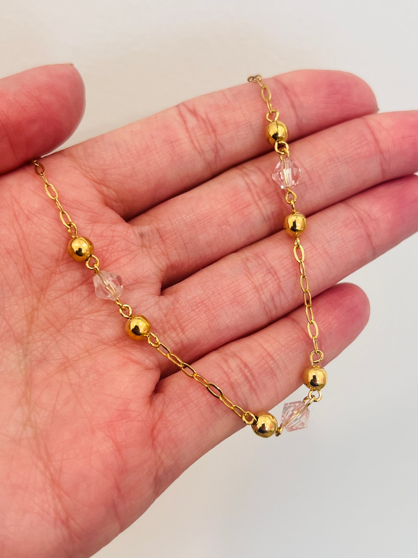 Gold Filled Paperclip Bracelet with Beaded Accents