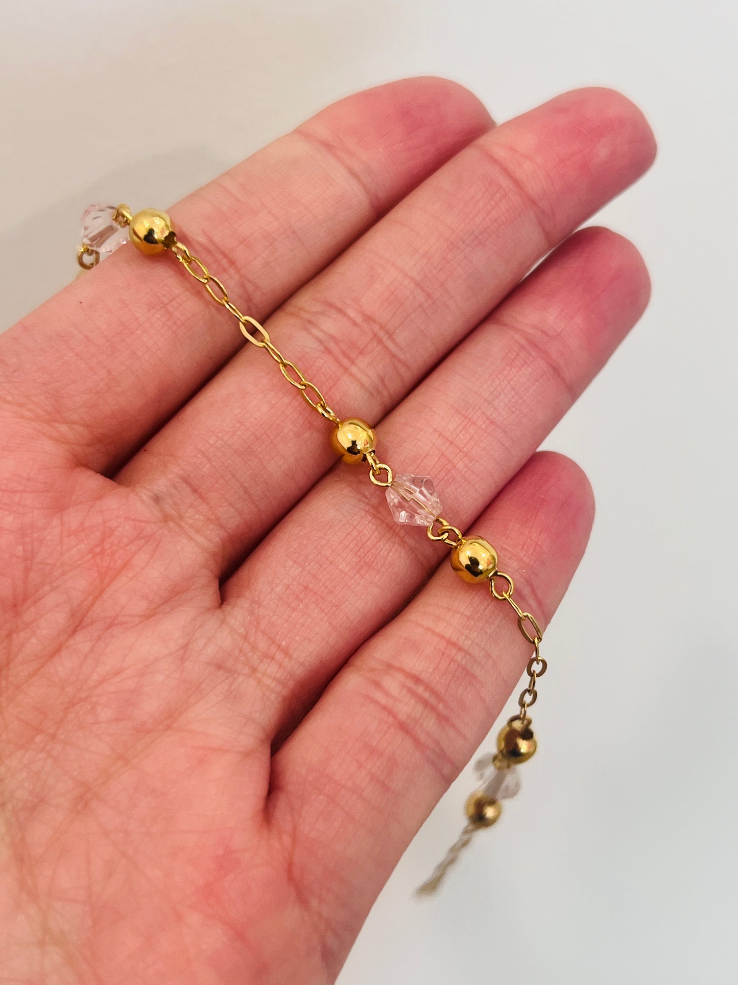 Gold Filled Paperclip Bracelet with Beaded Accents