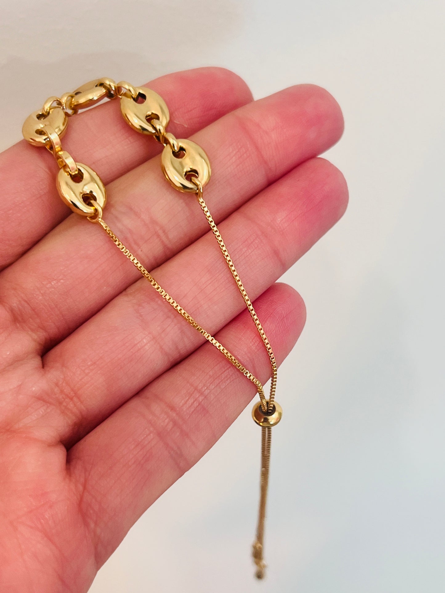 Gold Filled 8mm Puff Adjustable Bracelet