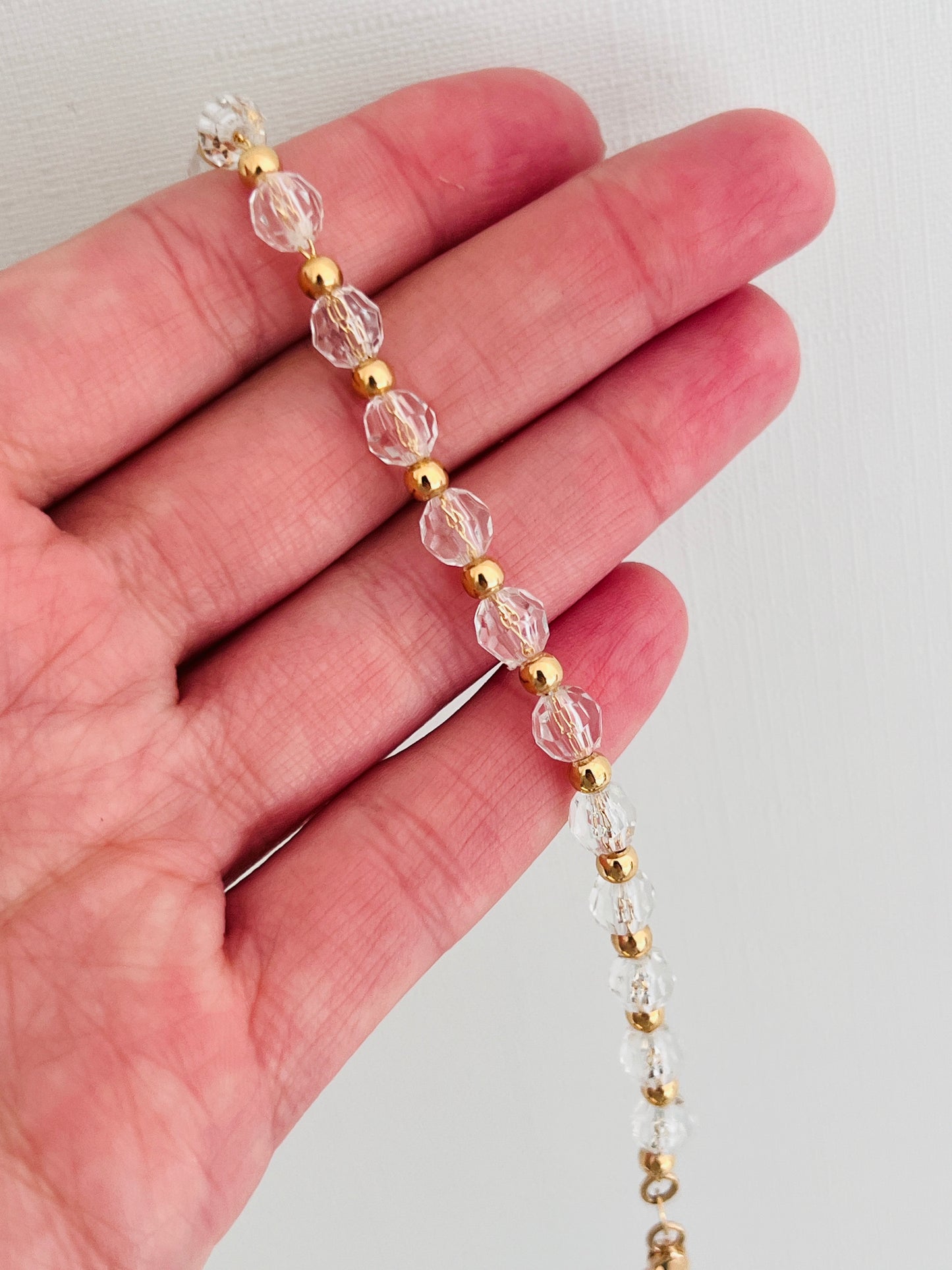 Gold Filled Clear Crystal Beaded Bracelet