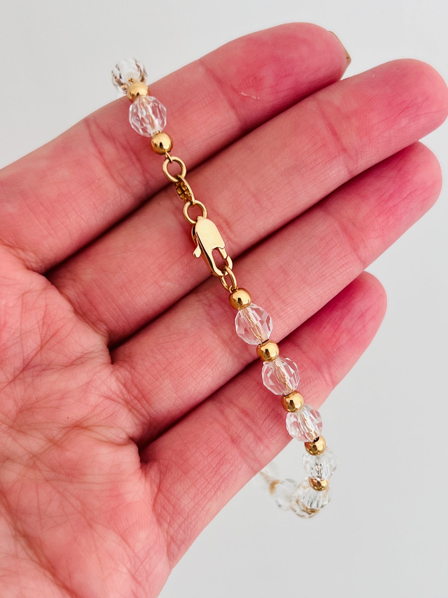 Gold Filled Clear Crystal Beaded Bracelet