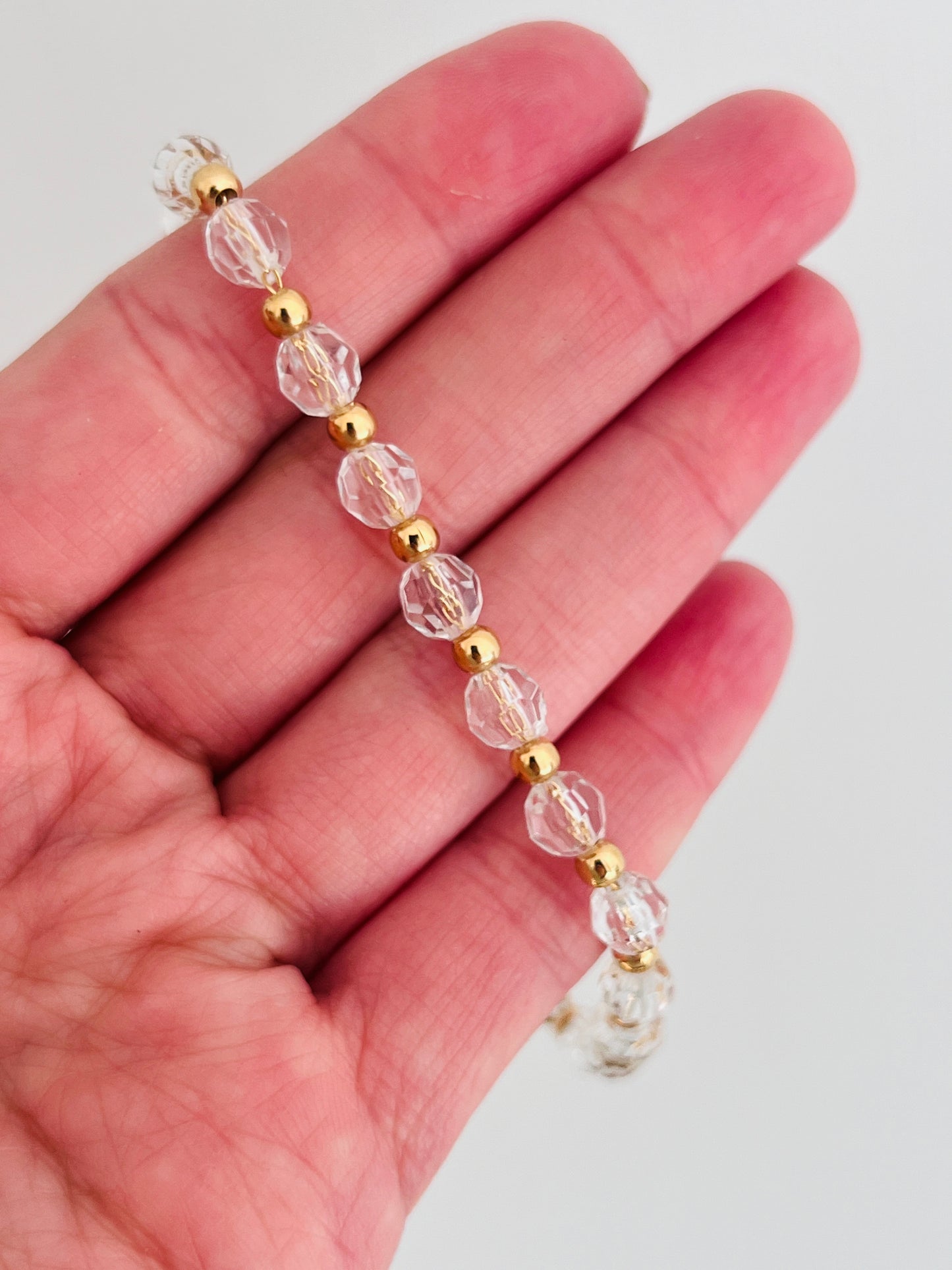 Gold Filled Clear Crystal Beaded Bracelet