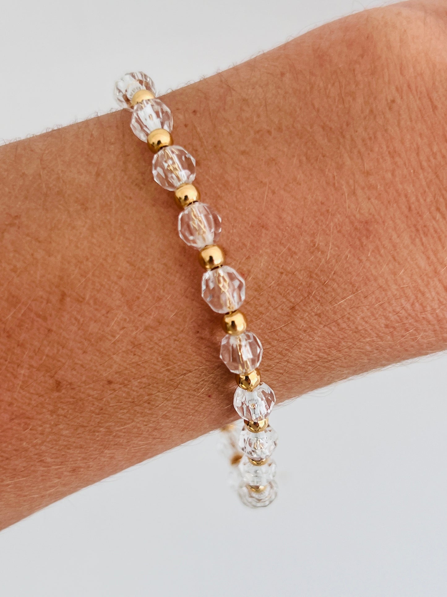 Gold Filled Clear Crystal Beaded Bracelet