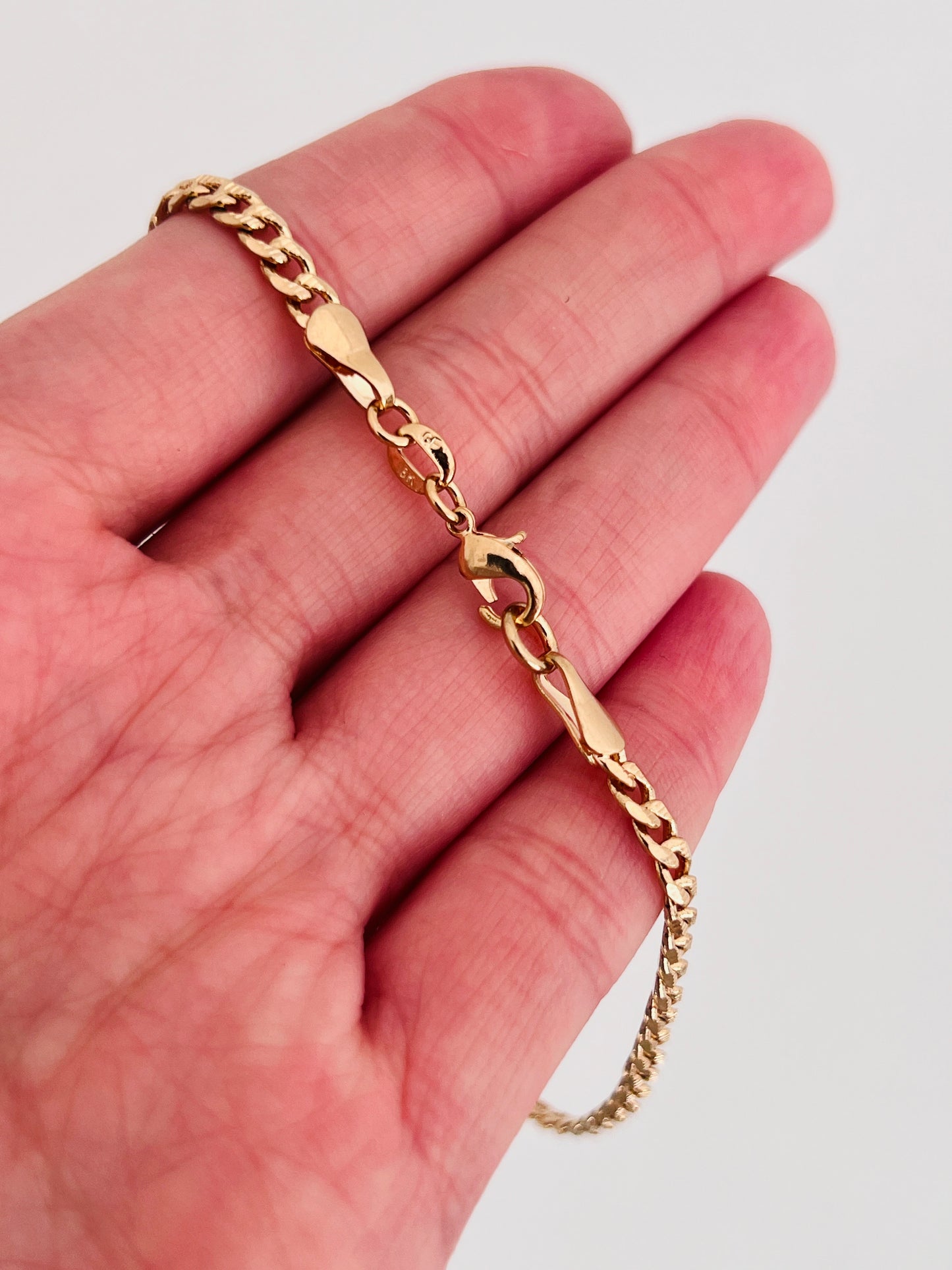 Gold Filled 3mm Beveled Curb Bracelet