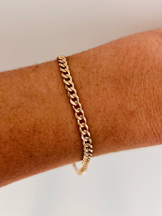 Gold Filled 3mm Beveled Curb Bracelet