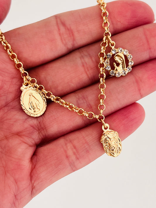 Gold Filled Religious Charm Bracelet