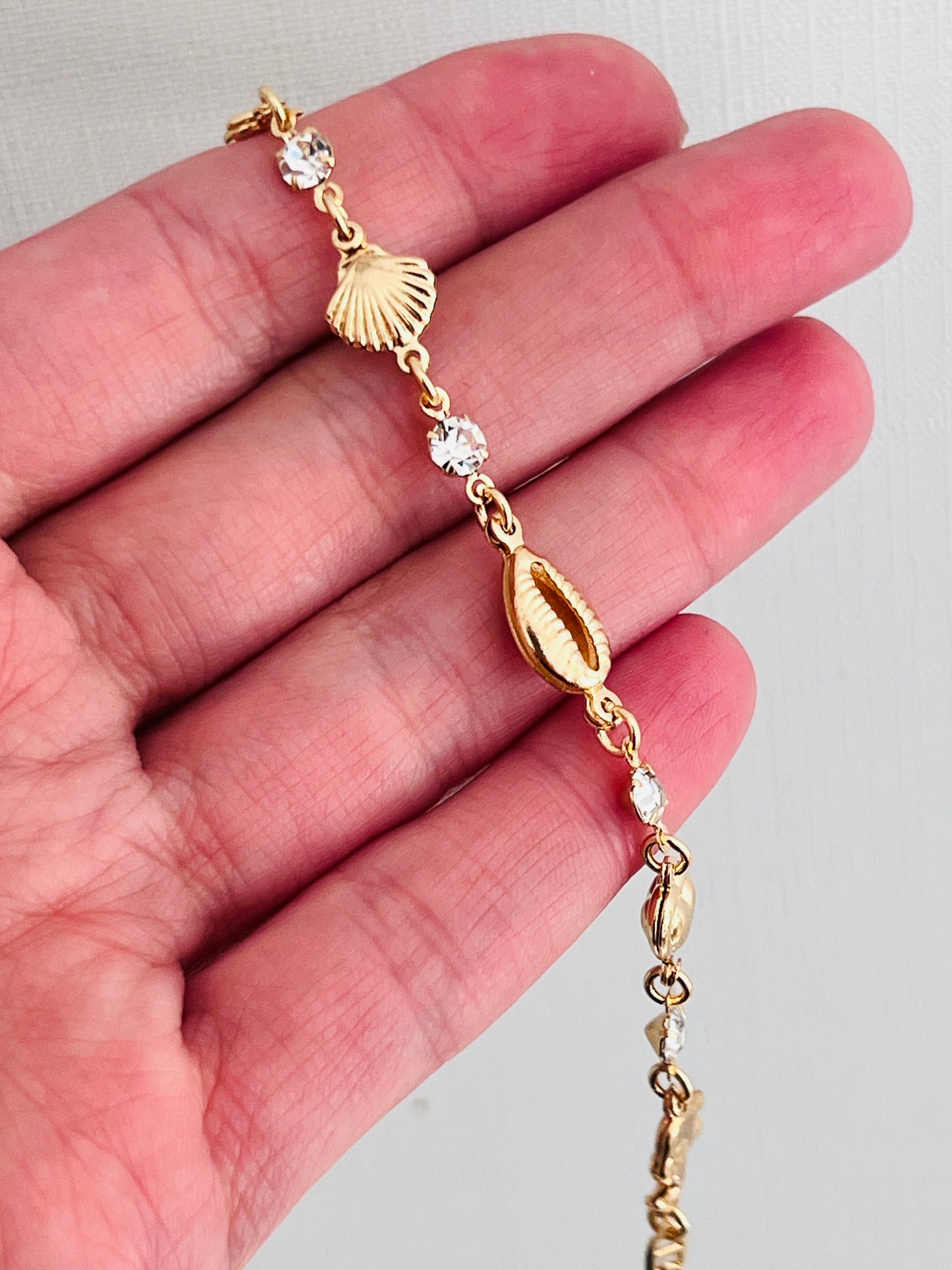 Gold Filled Puka Shell & Elephant Charm Bracelet