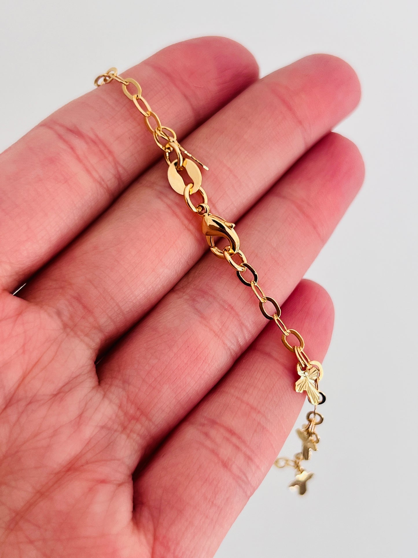 Gold Filled 2mm Cable Bracelet with Dangling Crosses