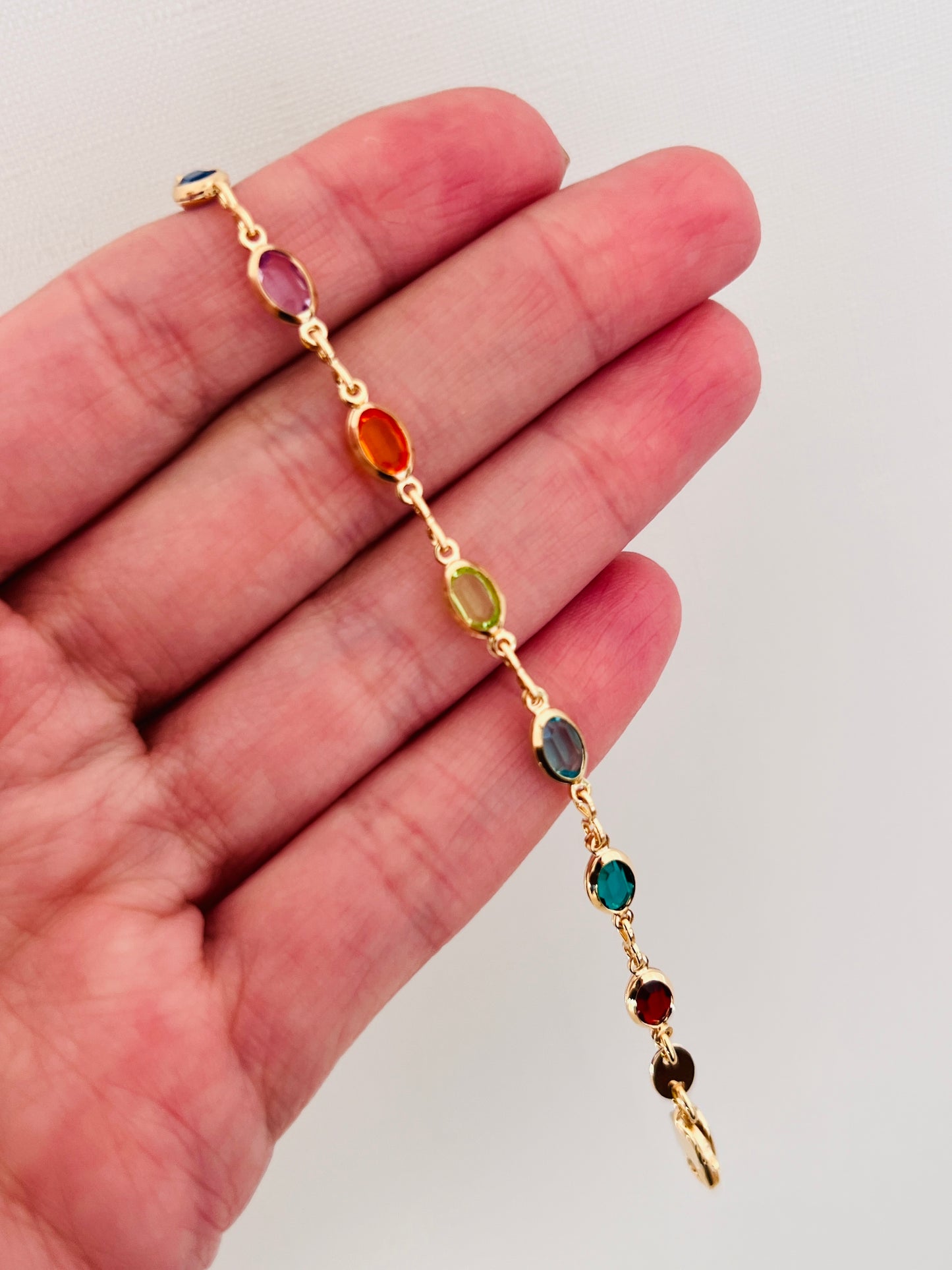 Gold Filled Oval Gemstone Bracelet