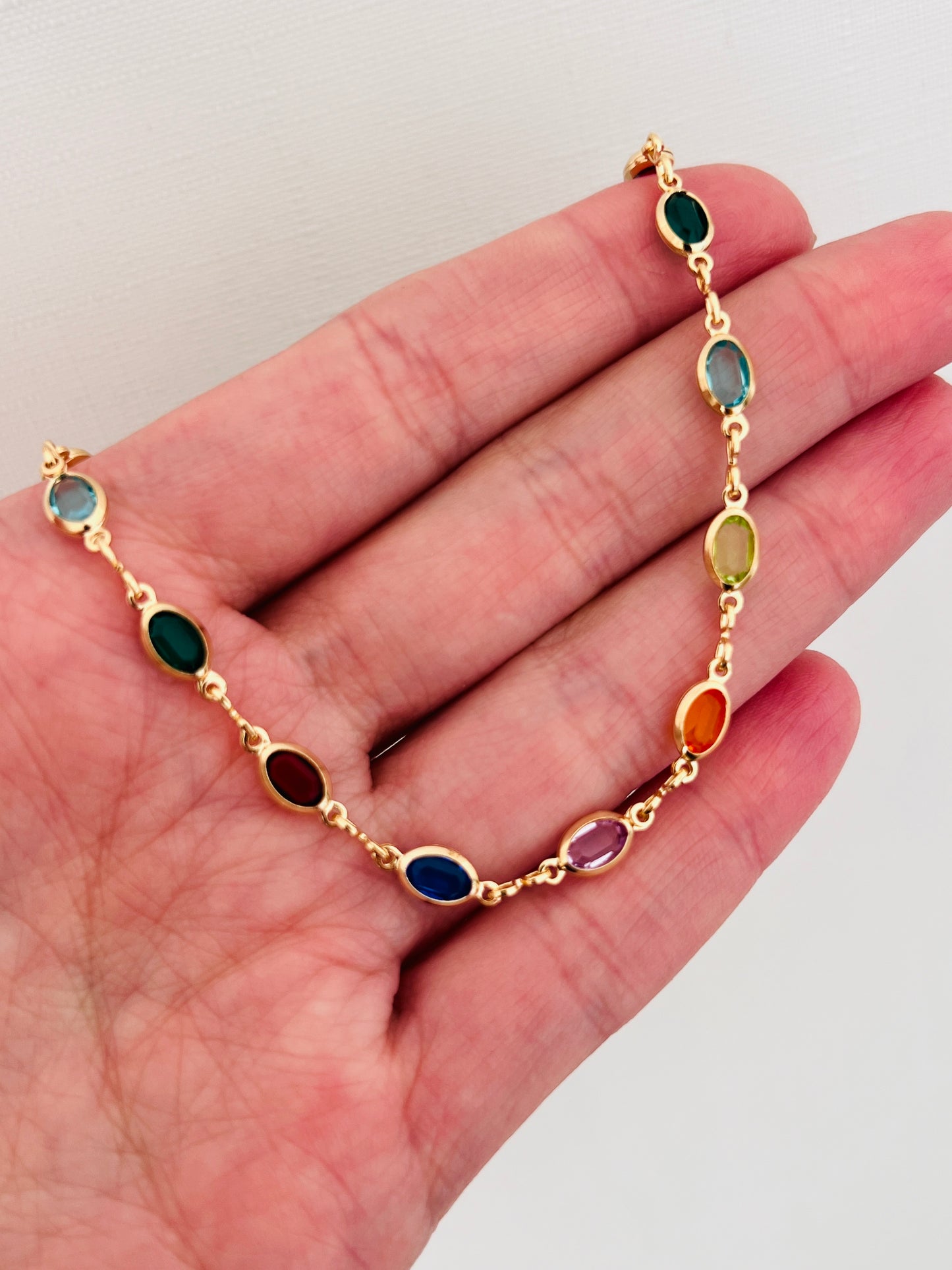 Gold Filled Oval Gemstone Bracelet