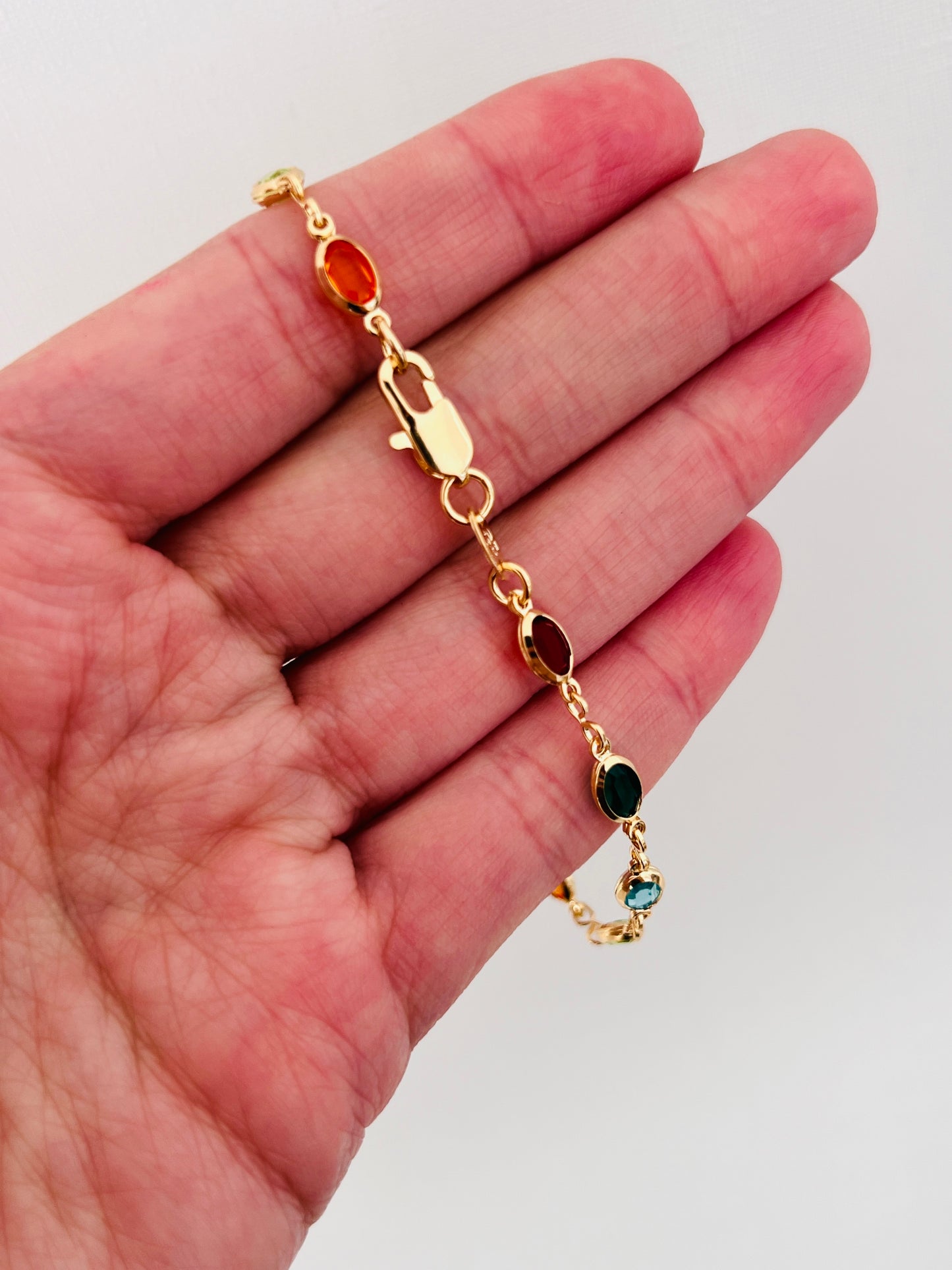 Gold Filled Oval Gemstone Bracelet