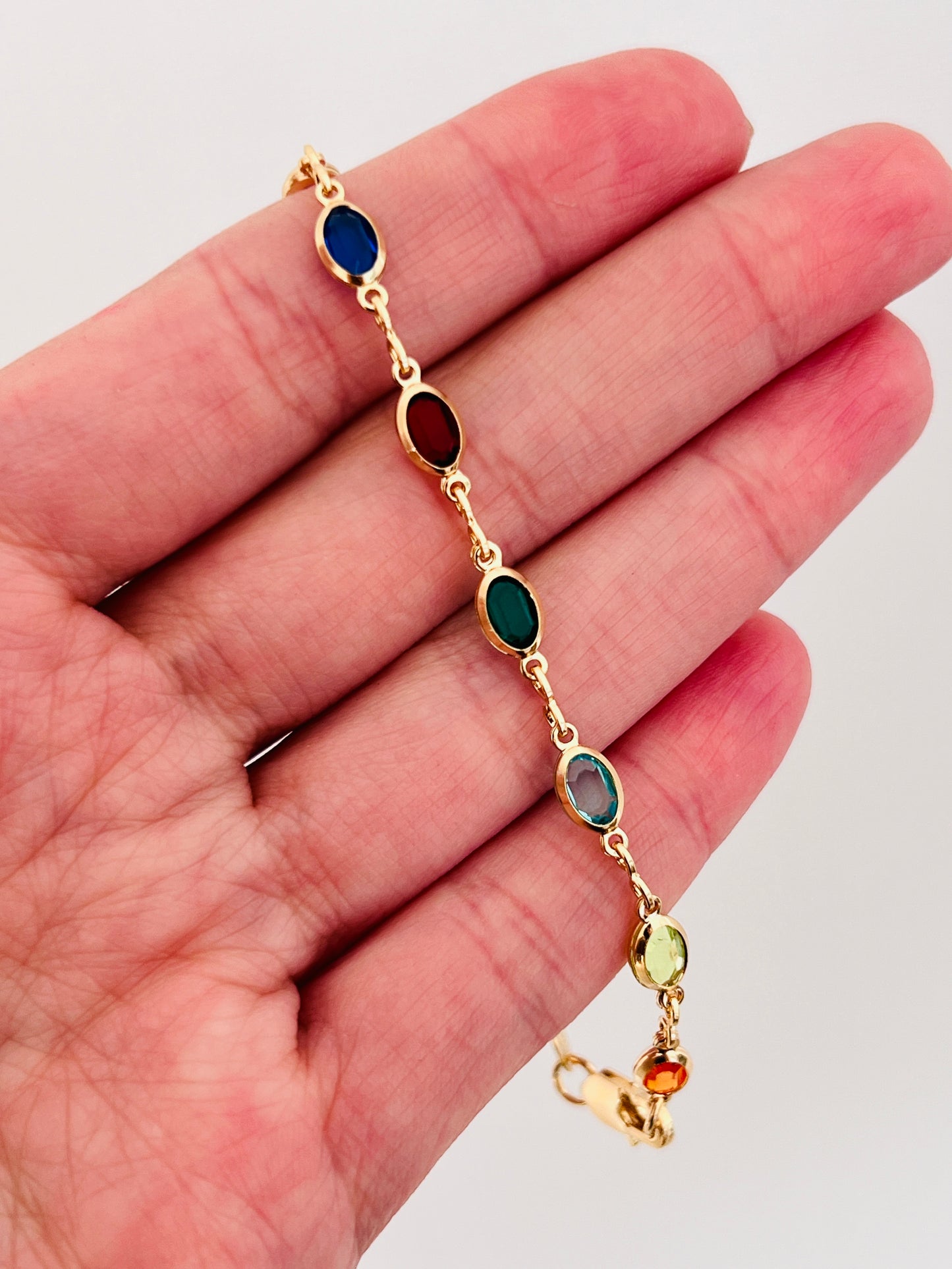 Gold Filled Oval Gemstone Bracelet