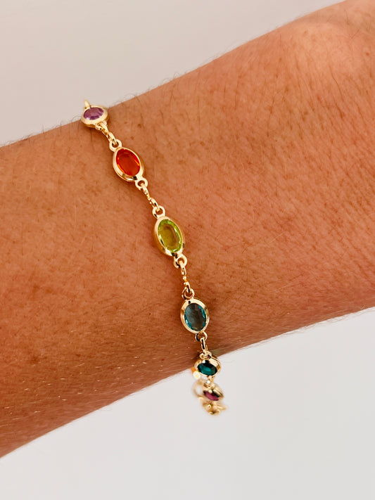 Gold Filled Oval Gemstone Bracelet