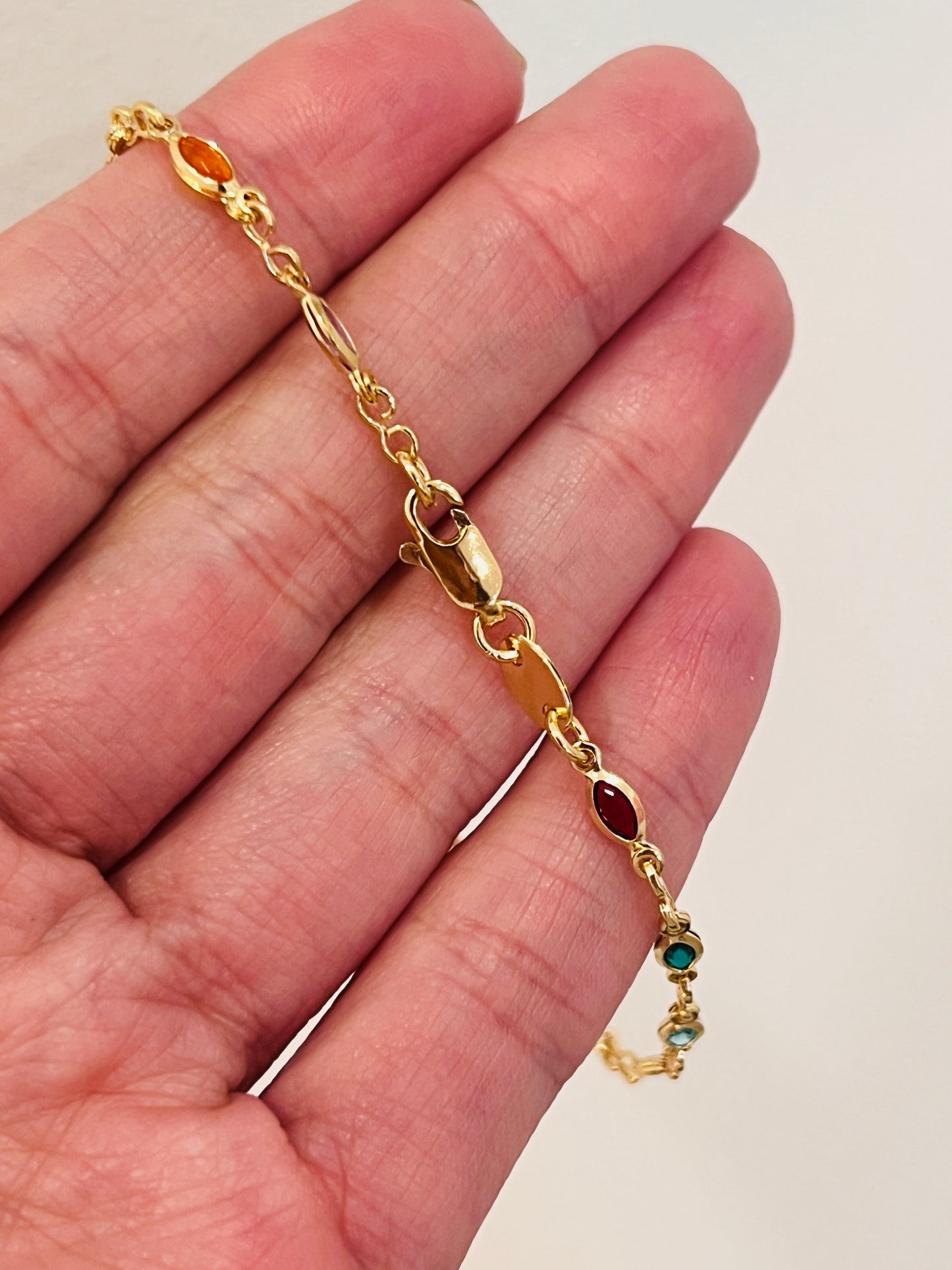 Gold Filled Oval Gemstone Bracelet