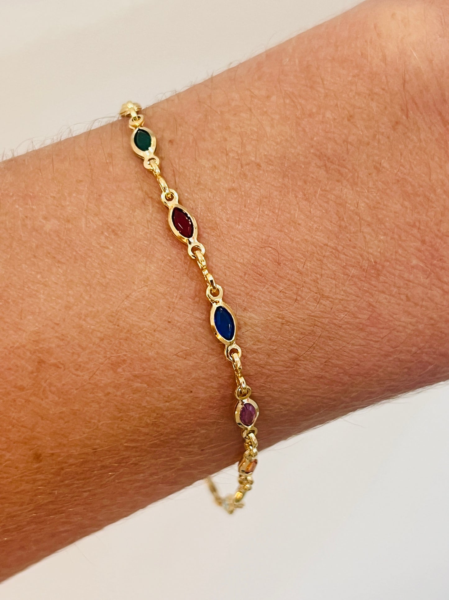 Gold Filled Oval Gemstone Bracelet