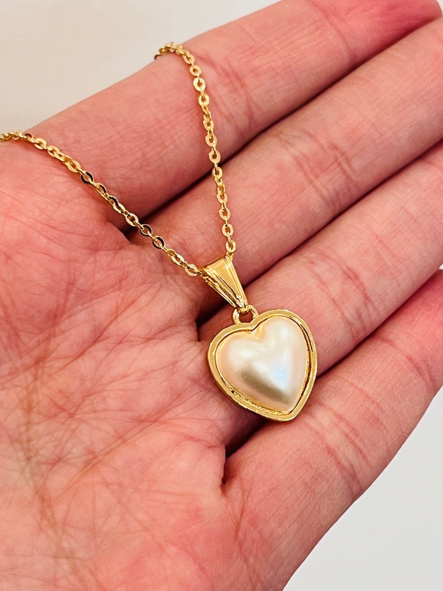 Gold Filled Pearl Heart Necklace