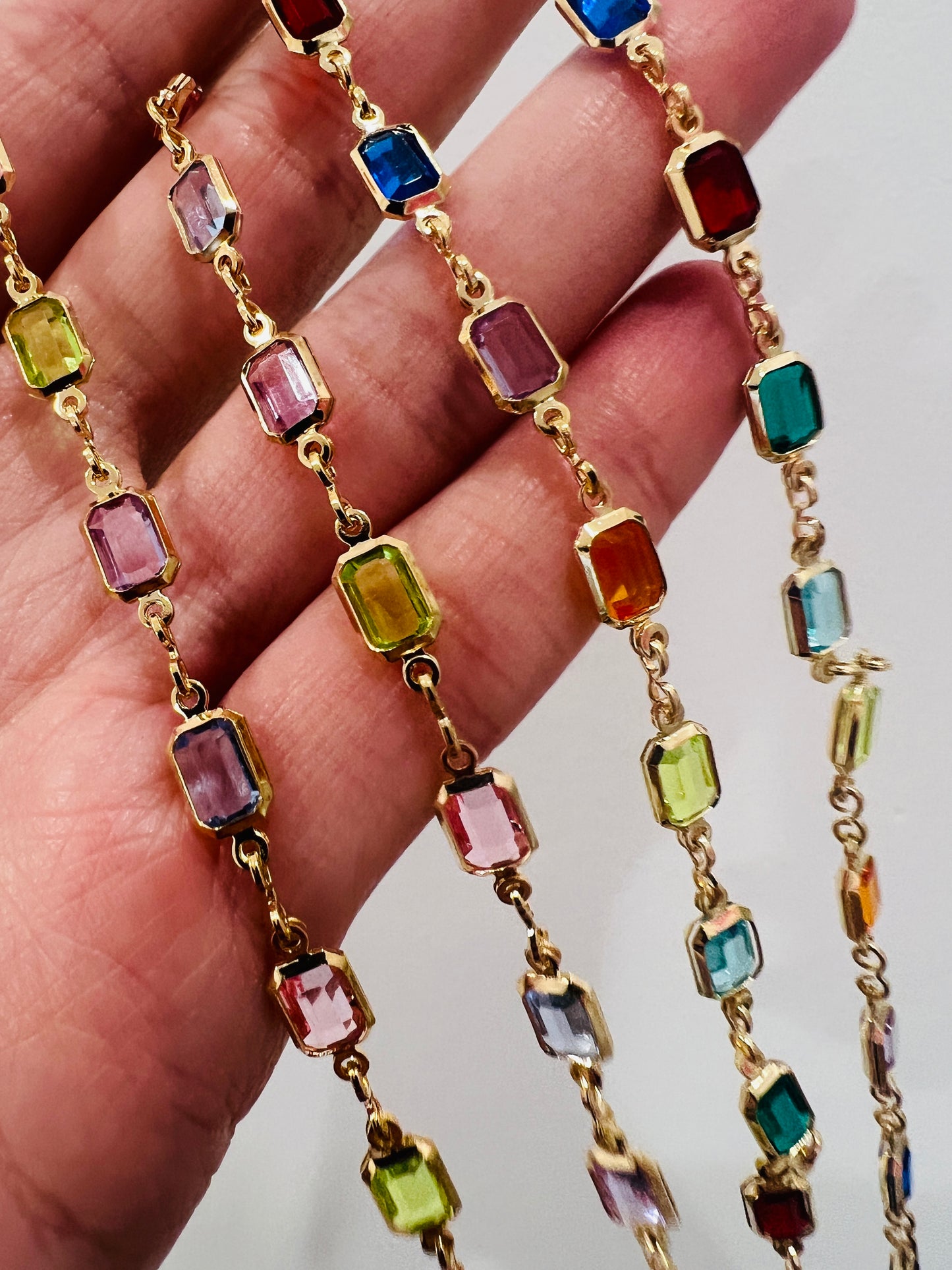 Gold Filled Rectangle Gemstone Necklace