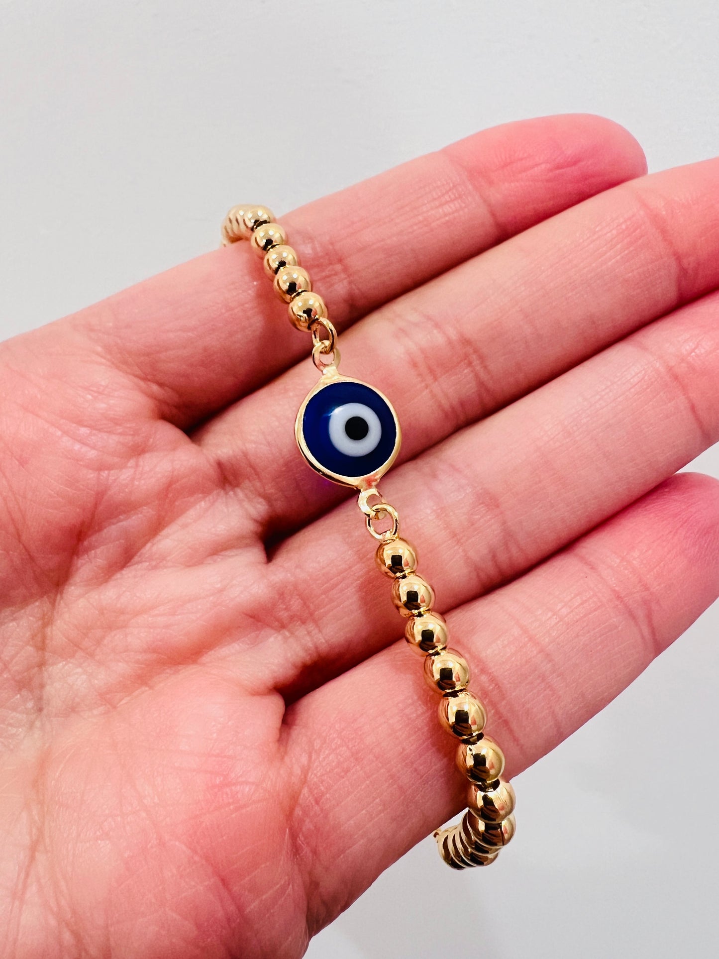 Gold Filled 4mm Evil Eye Adjustable Bracelet