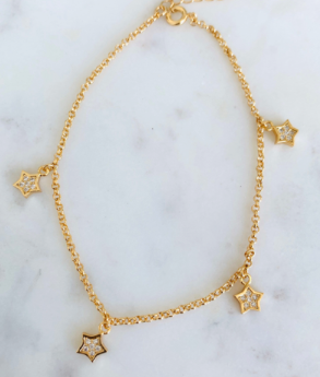 Gold Filled CZ Star Anklet