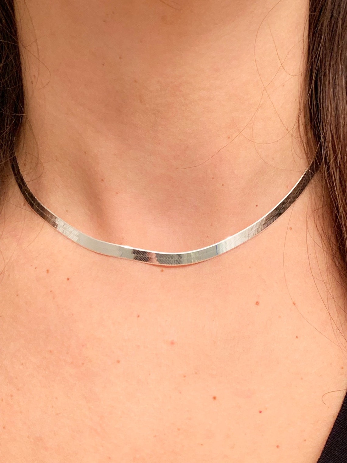 Sterling Silver 4mm Herringbone Necklace