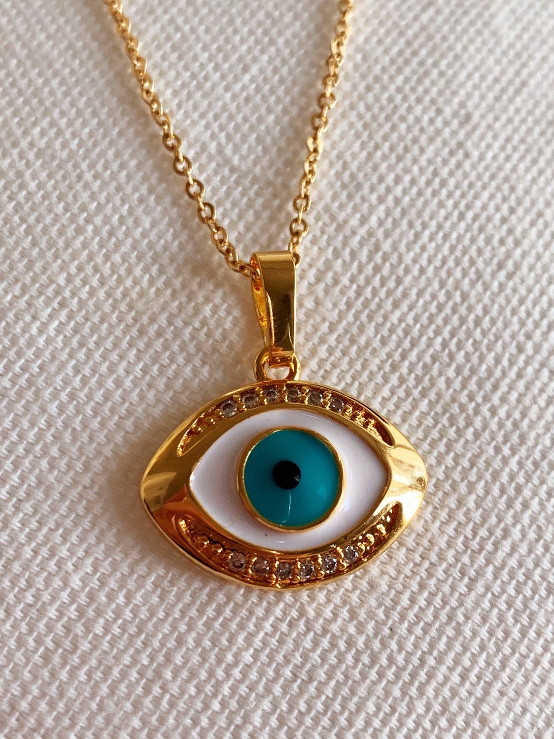 Gold Filled Evil Eye Charm Necklace